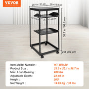 20U Open Frame Server Rack, 15''-40'' Adjustable Depth, Free Standing or Wall Mount Network Server Rack, 4 V952-KFSJJH20U2340PHVWV0