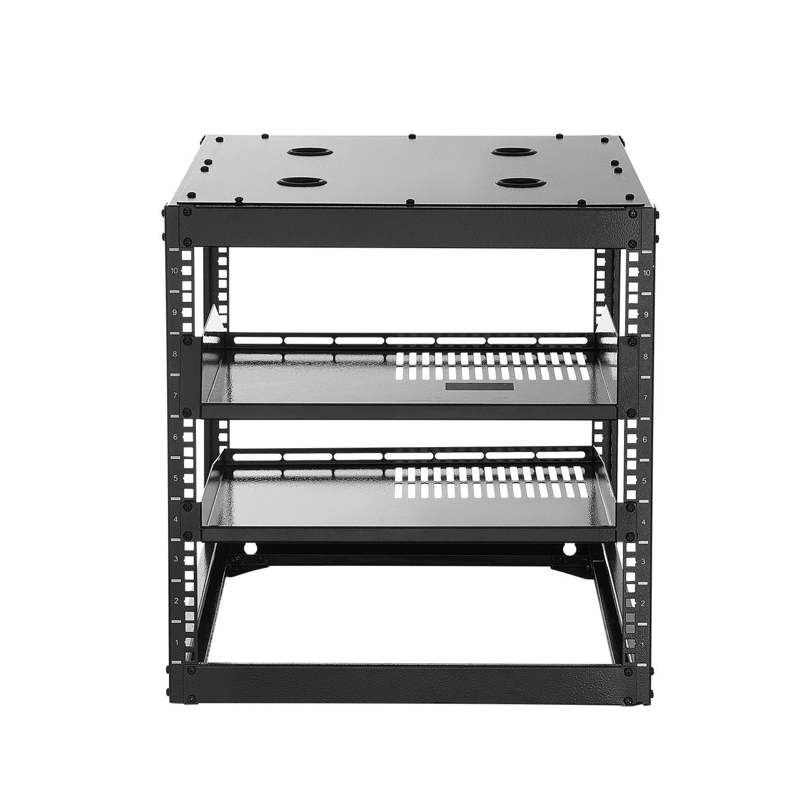 10U Open Frame Network Rack, 585 mm Depth, Wall Mounted or Floor Standing Server Rack, Heavy Duty 4 Post, V952-KFSJJHS10UW2AL07C001V0