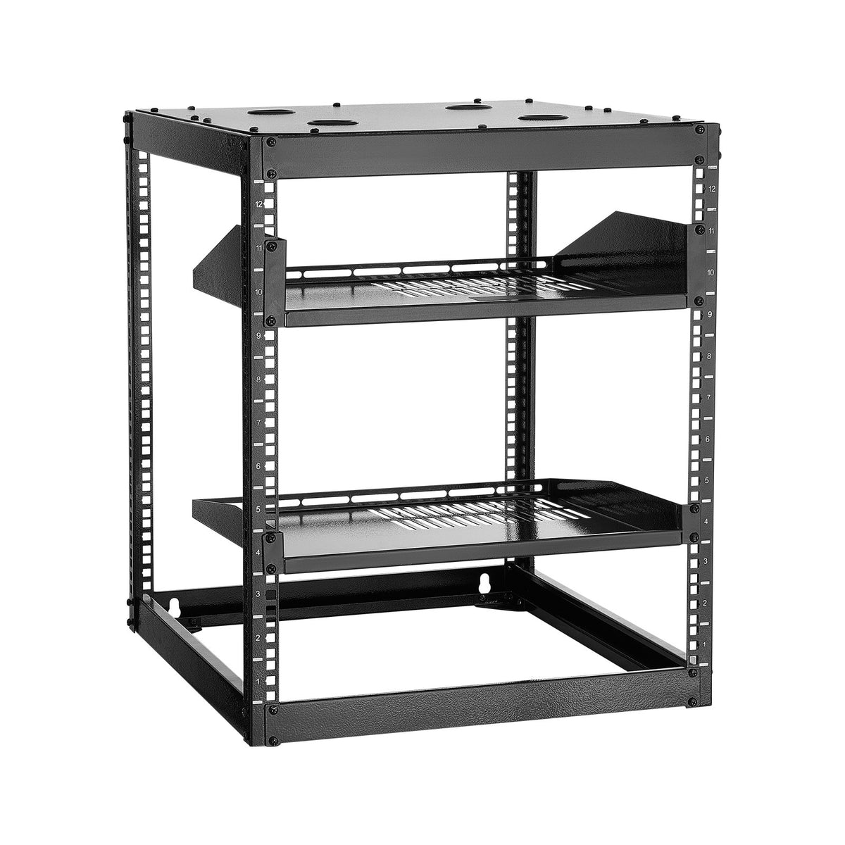 12U Open Frame Network Rack, 585 mm Depth, Wall Mounted or Floor Standing Server Rack, Heavy Duty 4 Post, V952-KFSJJHS12UW2JXGBZ001V0