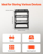 12U Open Frame Network Rack, 585 mm Depth, Wall Mounted or Floor Standing Server Rack, Heavy Duty 4 Post, V952-KFSJJHS12UW2JXGBZ001V0