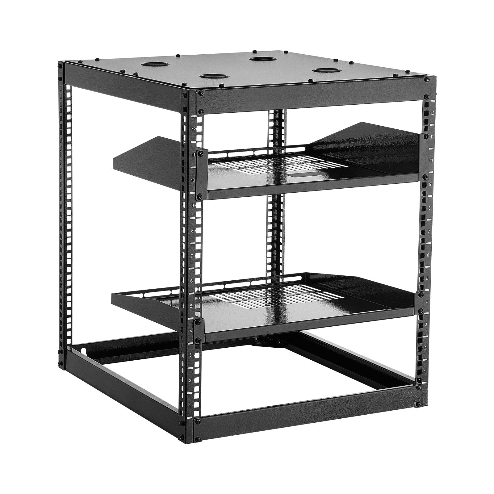 12U Open Frame Network Rack, 585 mm Depth, Wall Mounted or Floor Standing Server Rack, Heavy Duty 4 Post, V952-KFSJJHS12UW2JXGBZ001V0