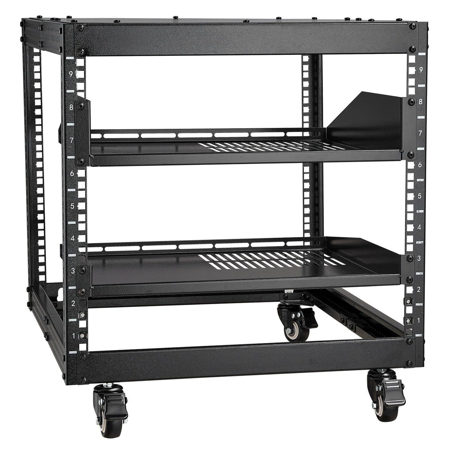 9U Open Frame Server Rack, 584.2 to 1016 mm Adjustable Depth, Free Standing or Wall Mount Network Server Rack V952-KFSJJHS9UJL25B27FV0