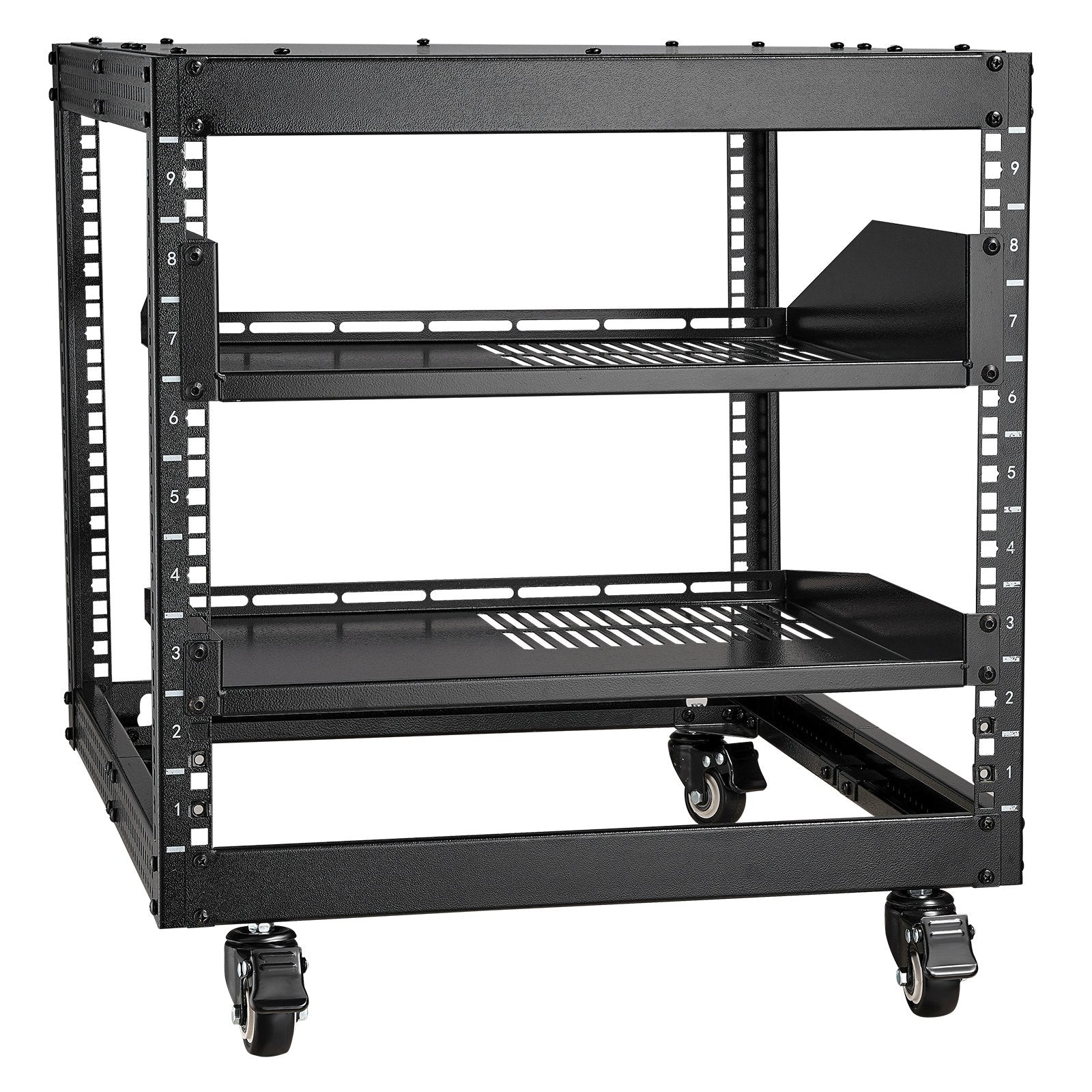 9U Open Frame Server Rack, 584.2 to 1016 mm Adjustable Depth, Free Standing or Wall Mount Network Server Rack V952-KFSJJHS9UJL25B27FV0