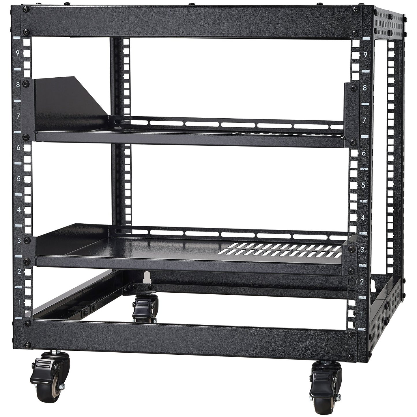 9U Open Frame Server Rack, 584.2 to 1016 mm Adjustable Depth, Free Standing or Wall Mount Network Server Rack V952-KFSJJHS9UJL25B27FV0