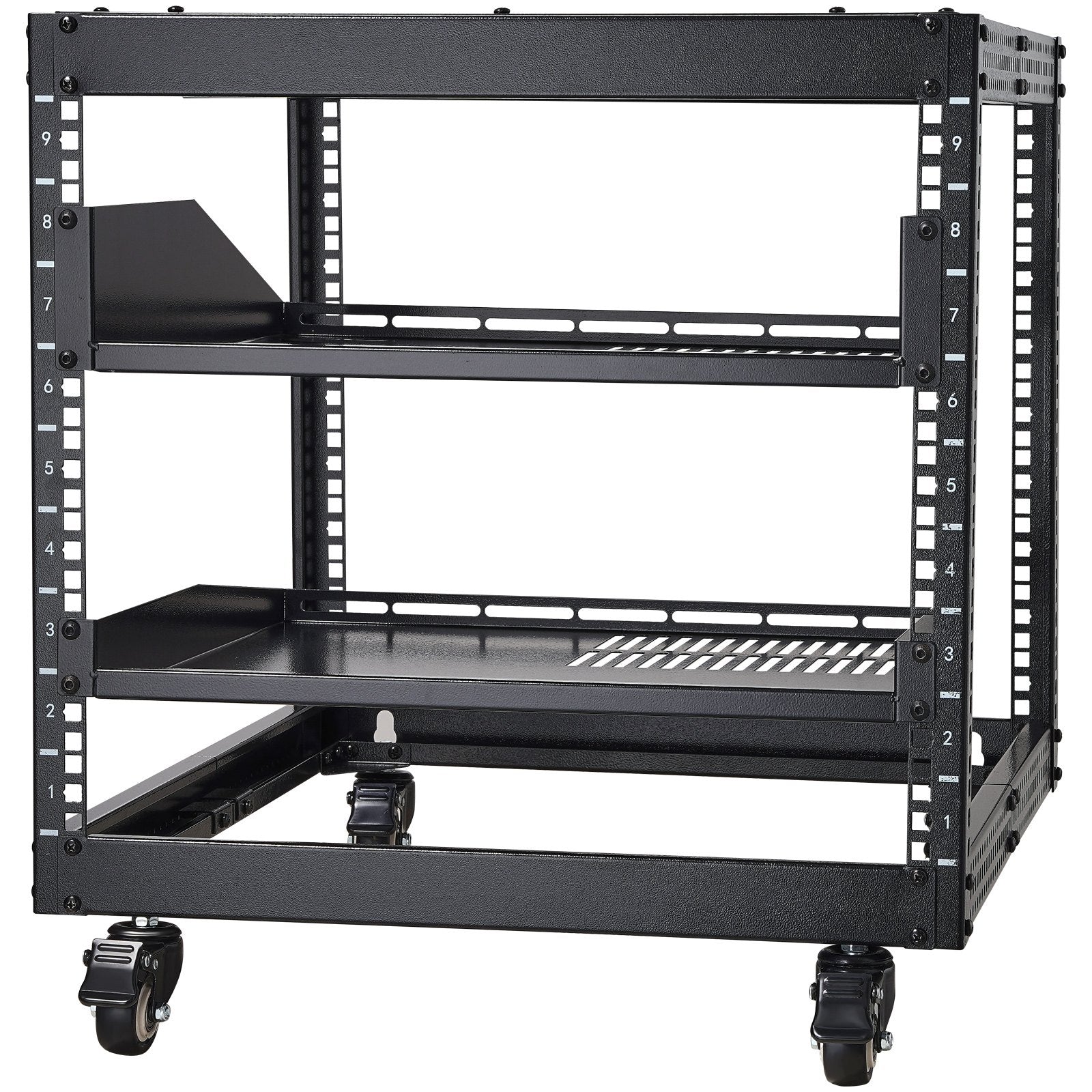 9U Open Frame Server Rack, 584.2 to 1016 mm Adjustable Depth, Free Standing or Wall Mount Network Server Rack V952-KFSJJHS9UJL25B27FV0