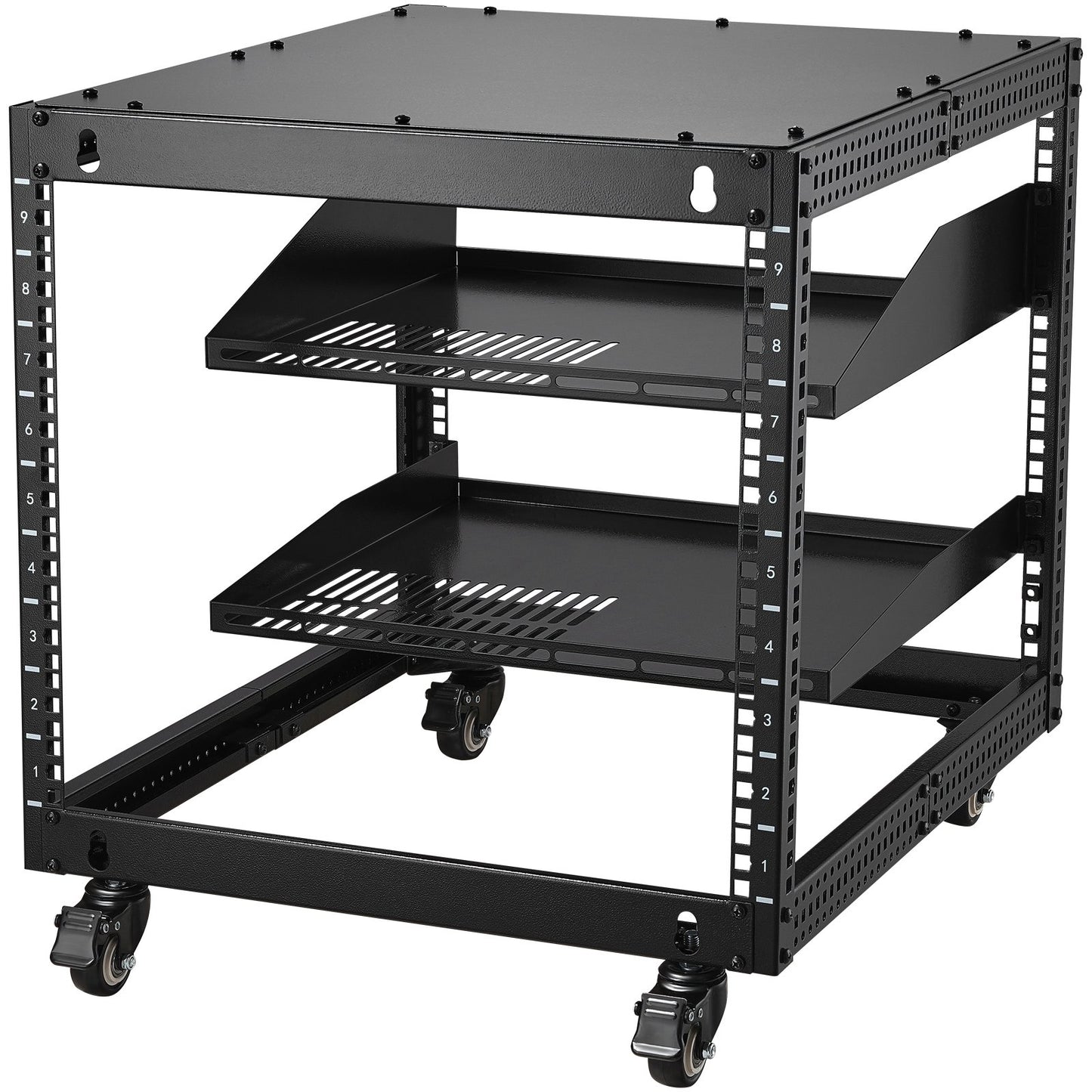 9U Open Frame Server Rack, 584.2 to 1016 mm Adjustable Depth, Free Standing or Wall Mount Network Server Rack V952-KFSJJHS9UJL25B27FV0