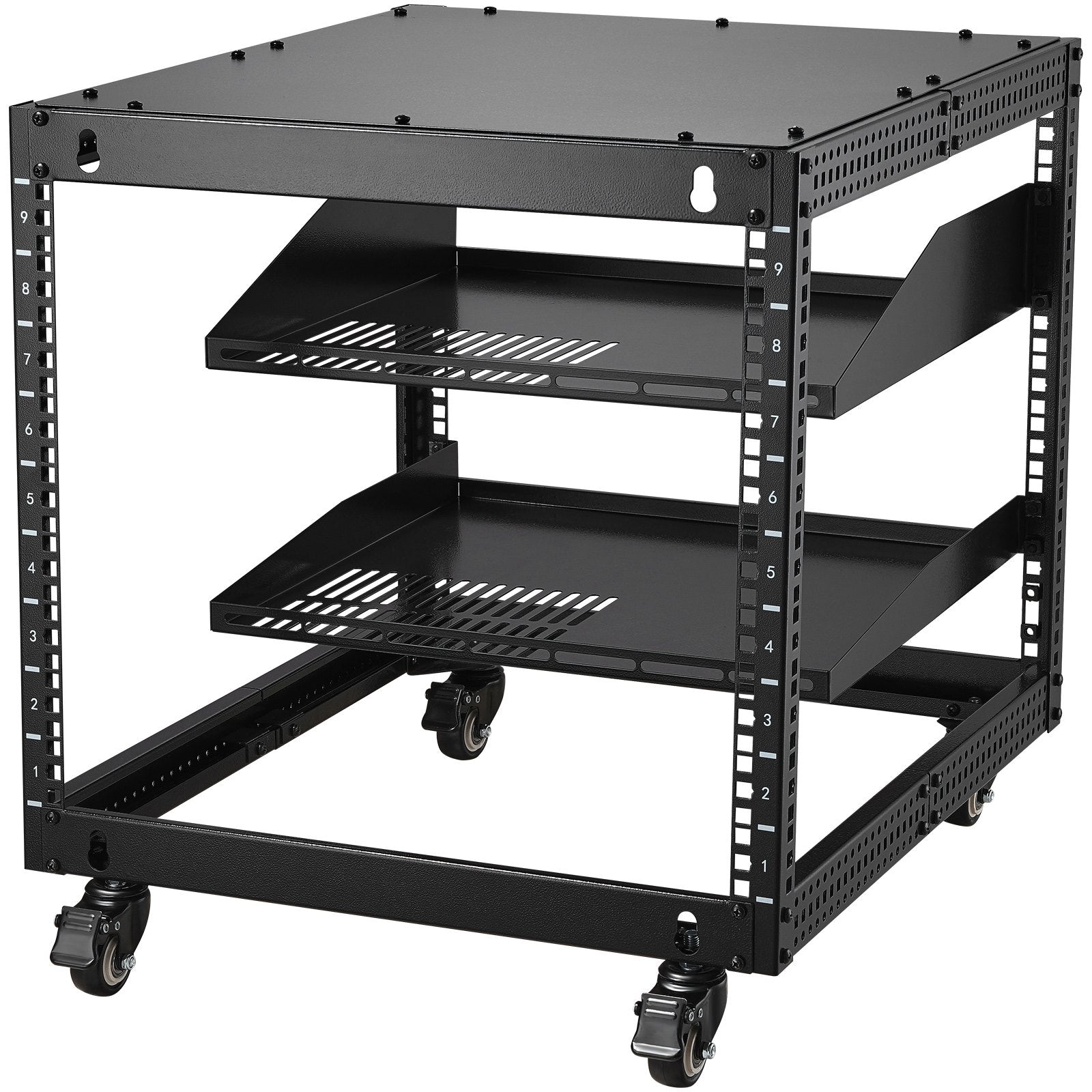 9U Open Frame Server Rack, 584.2 to 1016 mm Adjustable Depth, Free Standing or Wall Mount Network Server Rack V952-KFSJJHS9UJL25B27FV0