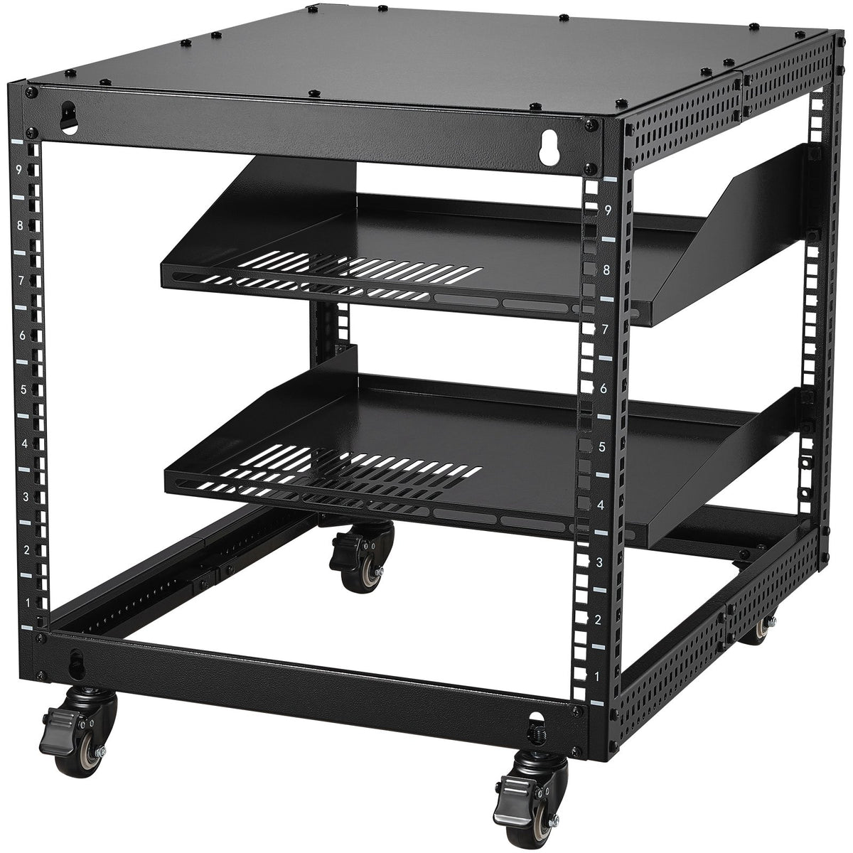 9U Open Frame Server Rack, 584.2 to 1016 mm Adjustable Depth, Free Standing or Wall Mount Network Server Rack V952-KFSJJHS9UJL25B27FV0