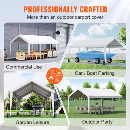 Carport Car Canopy Garage Shelter Tent 10x20ft with 8 Poles for Auto Boats V952-KFSJS810X20FT3BYUV0