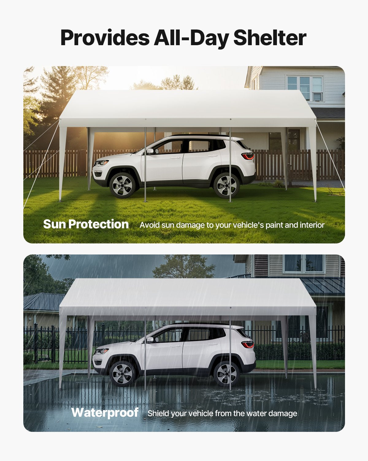 Carport Car Canopy 10 x 20 FT Heavy Duty Portable Car Shelter Tent White V952-KFSJSQCCKBS8QFX1I001V0