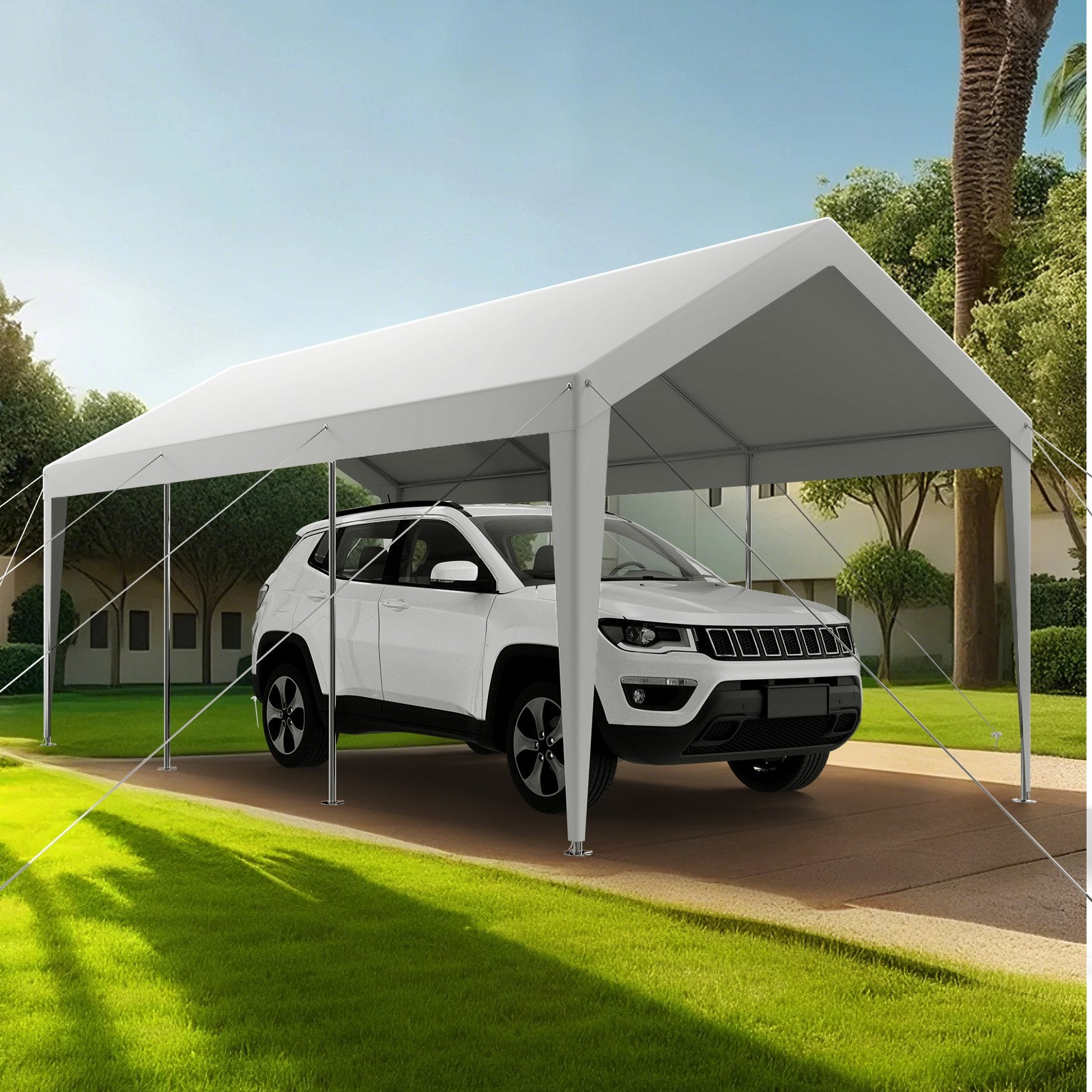 Carport Car Canopy 10 x 20 FT Heavy Duty Portable Car Shelter Tent White V952-KFSJSQCCKBS8QFX1I001V0