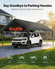 Carport Car Canopy 10 x 20 FT Heavy Duty Portable Car Shelter Tent Grey V952-KFSJSQCCKHS8DE5CF001V0