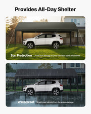 Carport Car Canopy 10 x 20 FT Heavy Duty Portable Car Shelter Tent Grey V952-KFSJSQCCKHS8DE5CF001V0