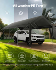 Carport Car Canopy 10 x 20 FT Heavy Duty Portable Car Shelter Tent Grey V952-KFSJSQCCKHS8DE5CF001V0