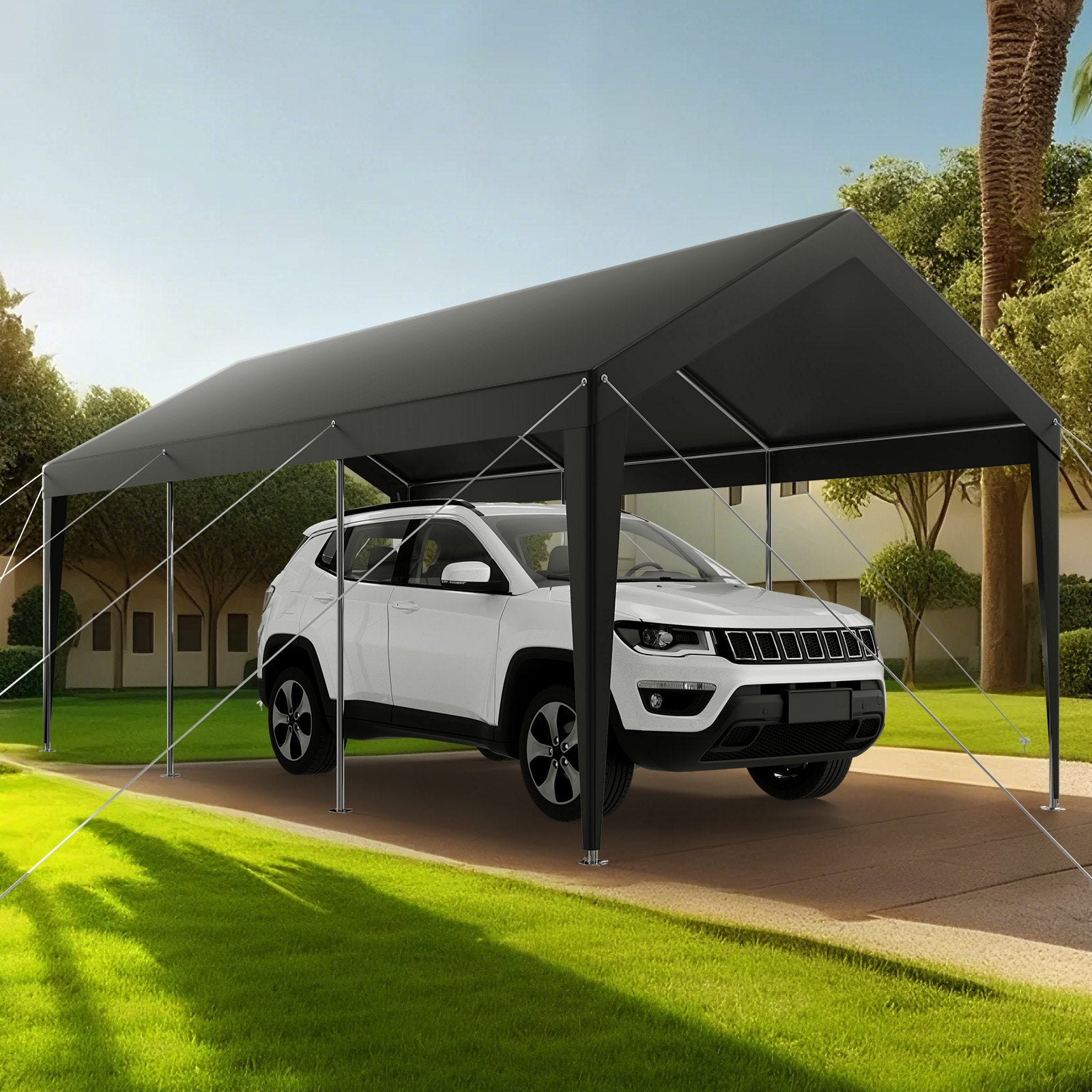 Carport Car Canopy 10 x 20 FT Heavy Duty Portable Car Shelter Tent Grey V952-KFSJSQCCKHS8DE5CF001V0