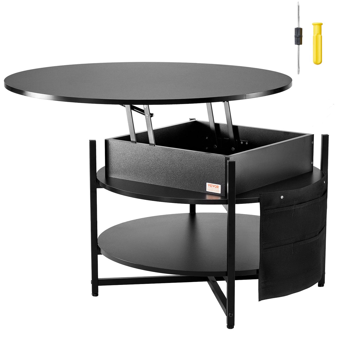 Lift Top Coffee Table 35.3" Round Coffee Table for Living Room Black V952-KFZ35YXWYBKFA7BWYV9