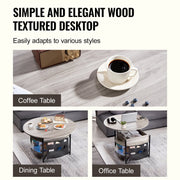 Lift Top Coffee Table 35.3" Round Coffee Table for Living Room White V952-KFZ35YXWYBKFRLKOYV9