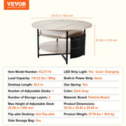 Lift Top Coffee Table 35.3" Round Coffee Table for Living Room White V952-KFZ35YXWYBKFRLKOYV9