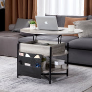 Lift Top Coffee Table 35.3" Round Coffee Table for Living Room White V952-KFZ35YXWYBKFRLKOYV9