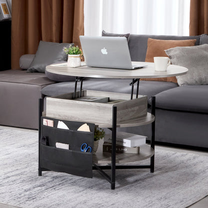 Lift Top Coffee Table 35.3" Round Coffee Table for Living Room White V952-KFZ35YXWYBKFRLKOYV9