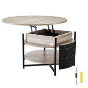 Lift Top Coffee Table 35.3" Round Coffee Table for Living Room White V952-KFZ35YXWYBKFRLKOYV9