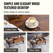 Lift Top Coffee Table 39.4 in Rectangle Coffee Table for Living Room Brown V952-KFZZFX394INCN8GJ4V0