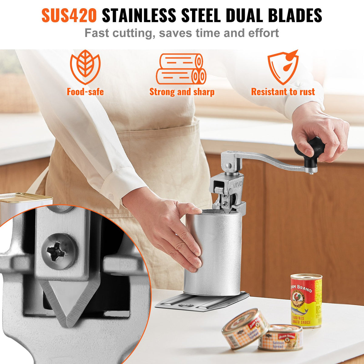 Commercial Can Opener, Heavy-Duty Manual Tabletop Cans Opener for Cans Up to 300 mm Height, Height-Adjustable V952-KGQ10YCGDSZGWVM66003V0