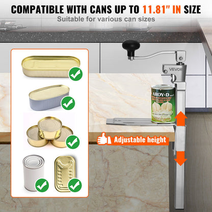 Commercial Can Opener, Heavy-Duty Manual Tabletop Cans Opener for Cans Up to 300 mm Height, Height-Adjustable V952-KGQ10YCZTGDSR7I52002V0