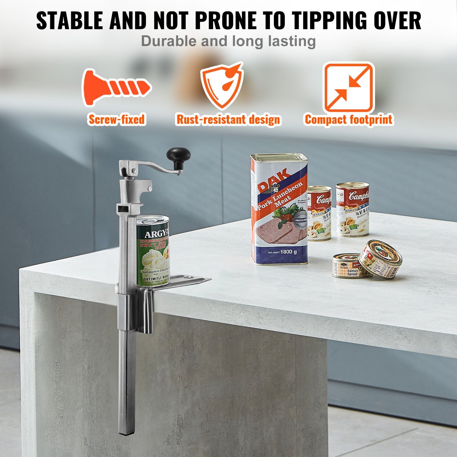 Commercial Can Opener, Heavy-Duty Manual Tabletop Cans Opener for Cans Up to 300 mm Height, Height-Adjustable V952-KGQ10YCZTGDSR7I52002V0