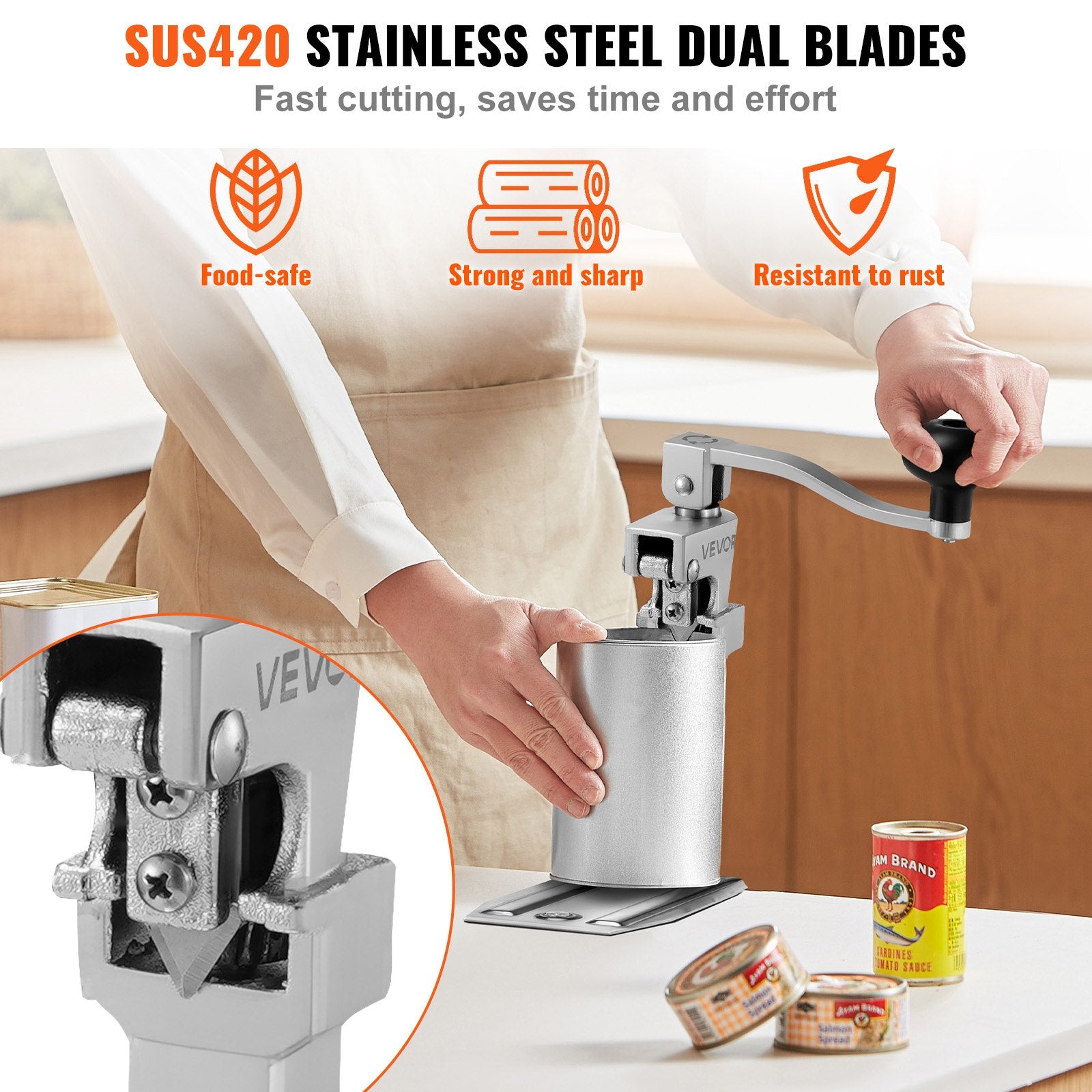 Commercial Can Opener, Heavy-Duty Manual Tabletop Cans Opener for Cans Up to 300 mm Height, Height-Adjustable V952-KGQ10YCZTGDSR7I52002V0