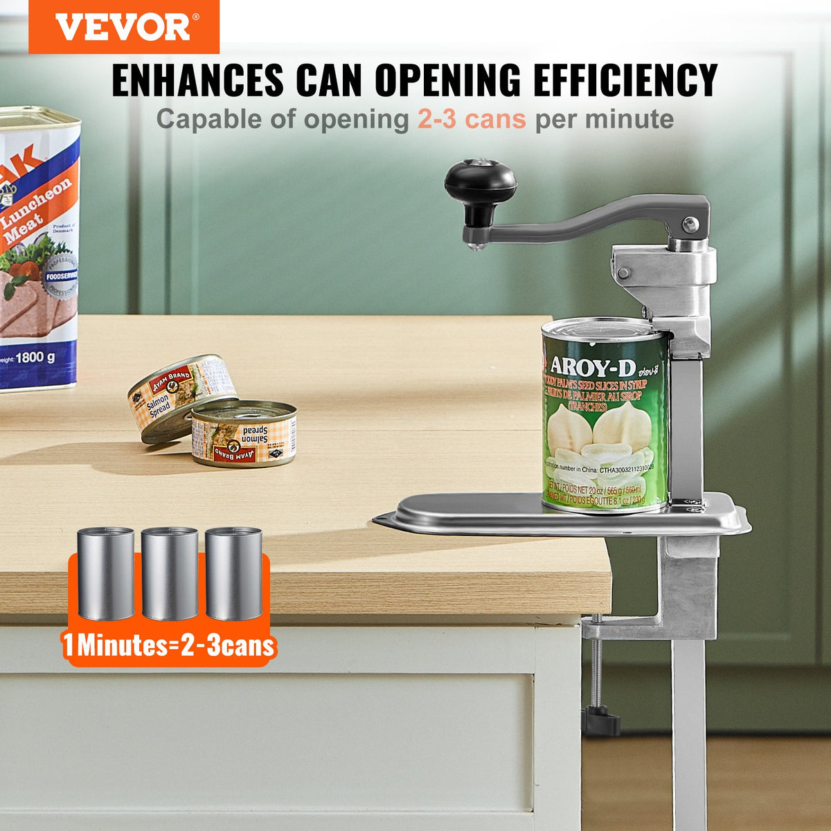 Commercial Can Opener, Heavy-Duty Manual Tabletop Cans Opener for Cans Up to 300 mm Height, Height-Adjustable V952-KGQ30CMBXGZJRXFF5003V0