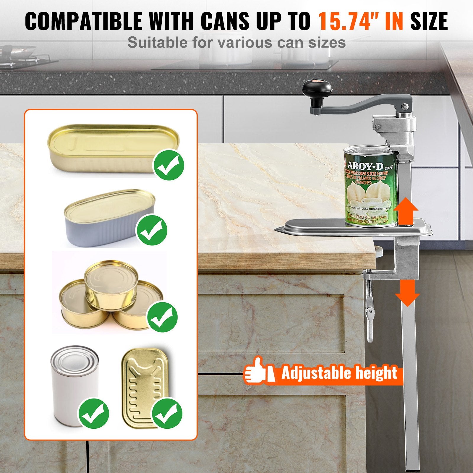 Manual Can Opener, Commercial Table Clamp Opener for Large Cans, Heavy Duty Can Opener with Base, Adjustable V952-KGQ40CMBXGZJMDFV2V0