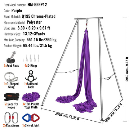 Aerial Yoga Frame & Yoga Hammock, 2950 mm Height Professional Yoga Swing Stand Comes with 12 m Length Aerial V952-KJDC293M12MDB9TTKV0