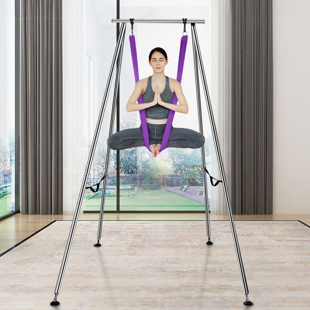 Aerial Yoga Frame & Yoga Hammock, 2950 mm Height Professional Yoga Swing Stand Comes with 12 m Length Aerial V952-KJDC293M12MDB9TTKV0