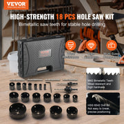 Hole Saw Kit, 18 PCS Saw Blades, 6 Drill Bits, 1 Hex Wrench, Bi Metal M42 Hole Saw Set with Carrying Case, V952-KJTJSJSPF18OWVFQPV0
