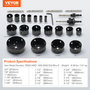 Hole Saw Kit, 18 PCS Saw Blades, 6 Drill Bits, 1 Hex Wrench, Bi Metal M42 Hole Saw Set with Carrying Case, V952-KJTJSJSPF18OWVFQPV0