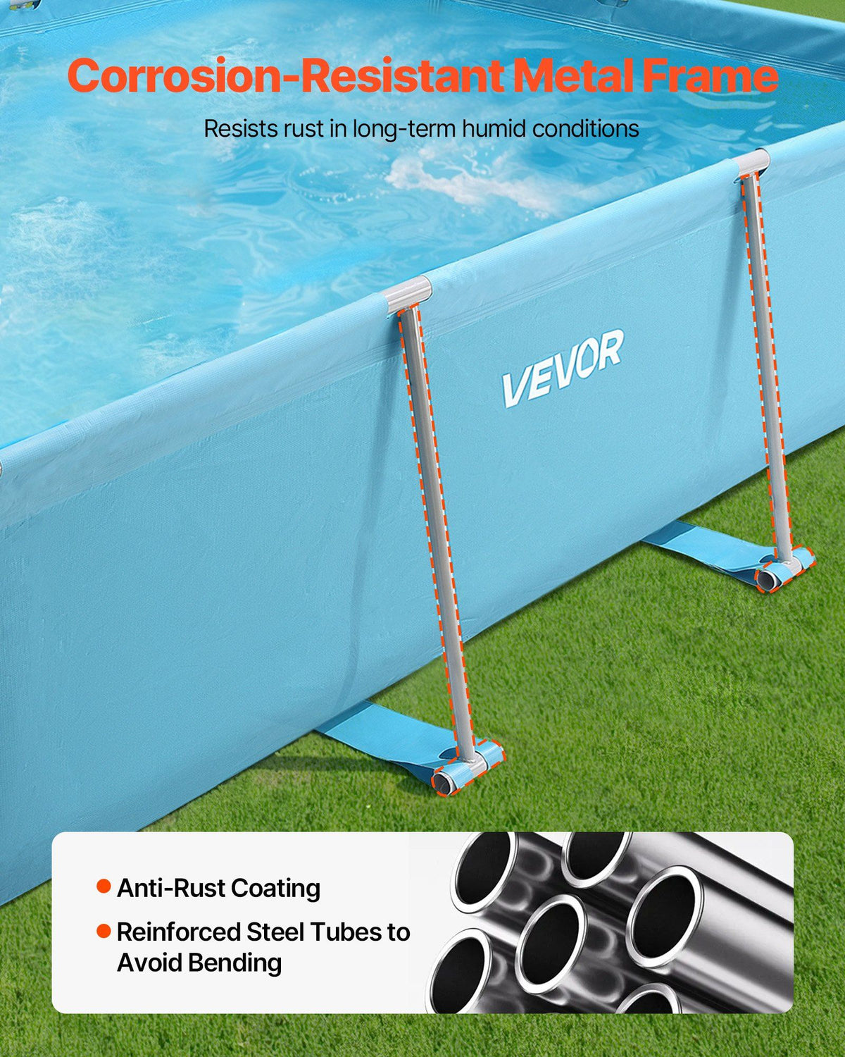 Frame Above Ground Swimming Pool, 3 x 2 x 0.762 m Rectangular Steel Metal Frame, Large Rectangle Outdoor V952-KJYYC10FT6FTP9KKK001V0