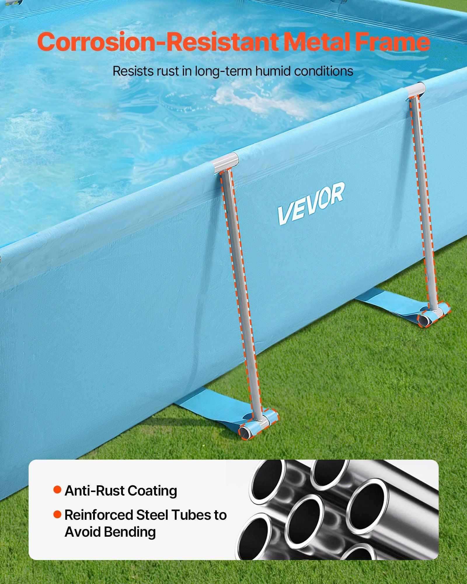 Frame Above Ground Swimming Pool, 3 x 2 x 0.762 m Rectangular Steel Metal Frame, Large Rectangle Outdoor V952-KJYYC10FT6FTP9KKK001V0