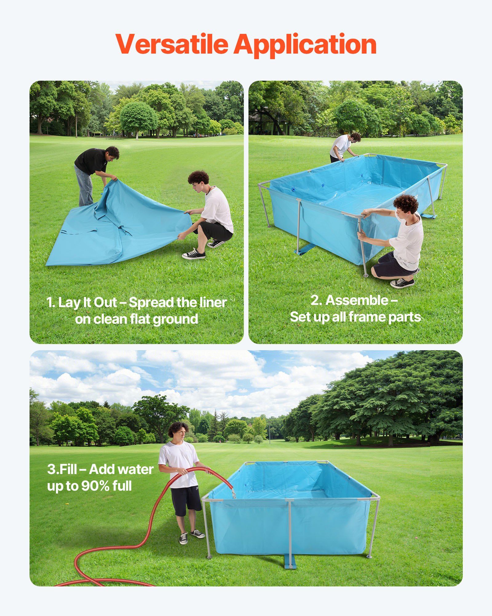 Frame Above Ground Swimming Pool, 3 x 2 x 0.762 m Rectangular Steel Metal Frame, Large Rectangle Outdoor V952-KJYYC10FT6FTP9KKK001V0