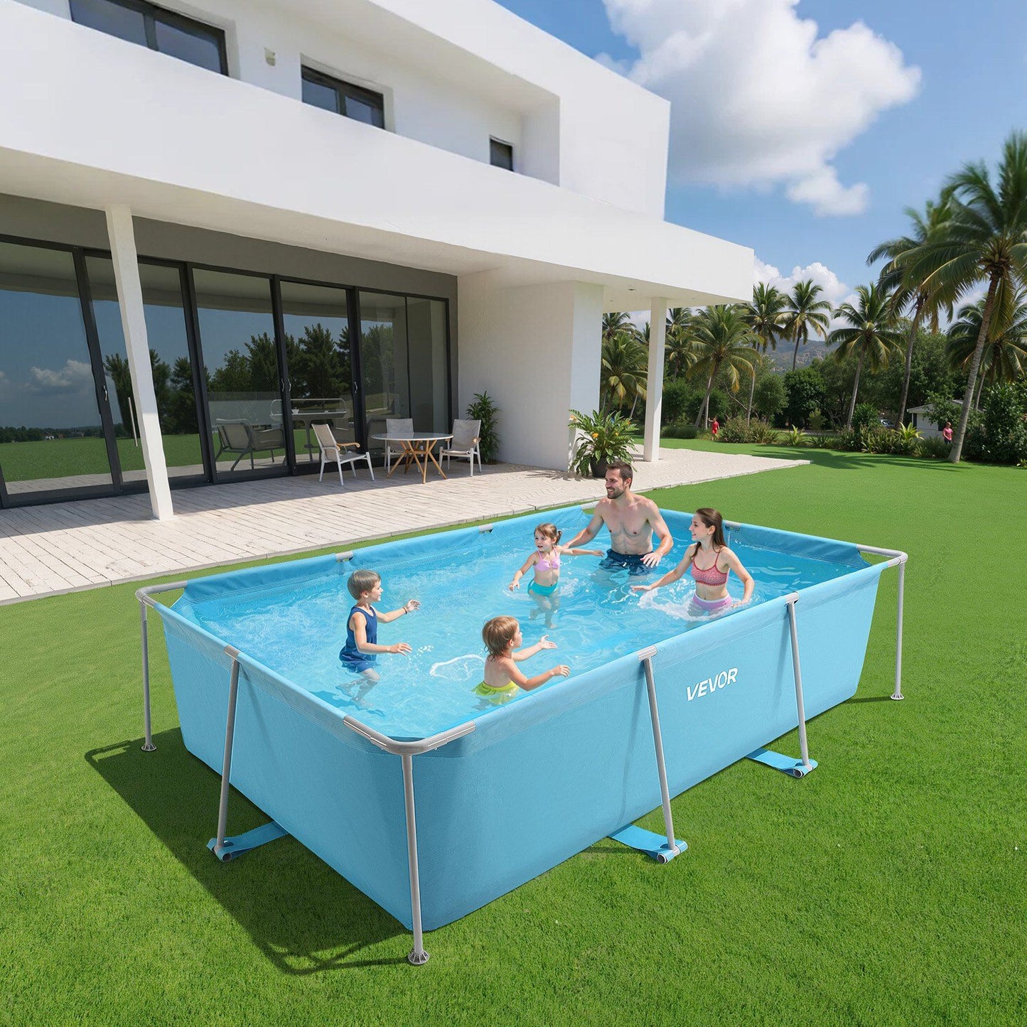 Frame Above Ground Swimming Pool, 3 x 2 x 0.762 m Rectangular Steel Metal Frame, Large Rectangle Outdoor V952-KJYYC10FT6FTP9KKK001V0