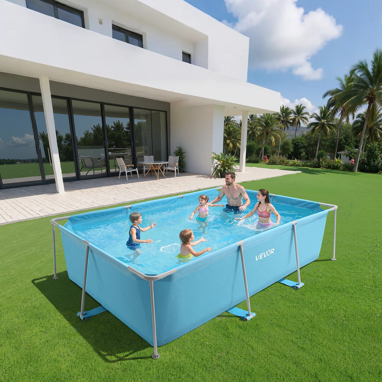 Frame Above Ground Swimming Pool, 3 x 2 x 0.762 m Rectangular Steel Metal Frame, Large Rectangle Outdoor V952-KJYYC10FT6FTP9KKK001V0