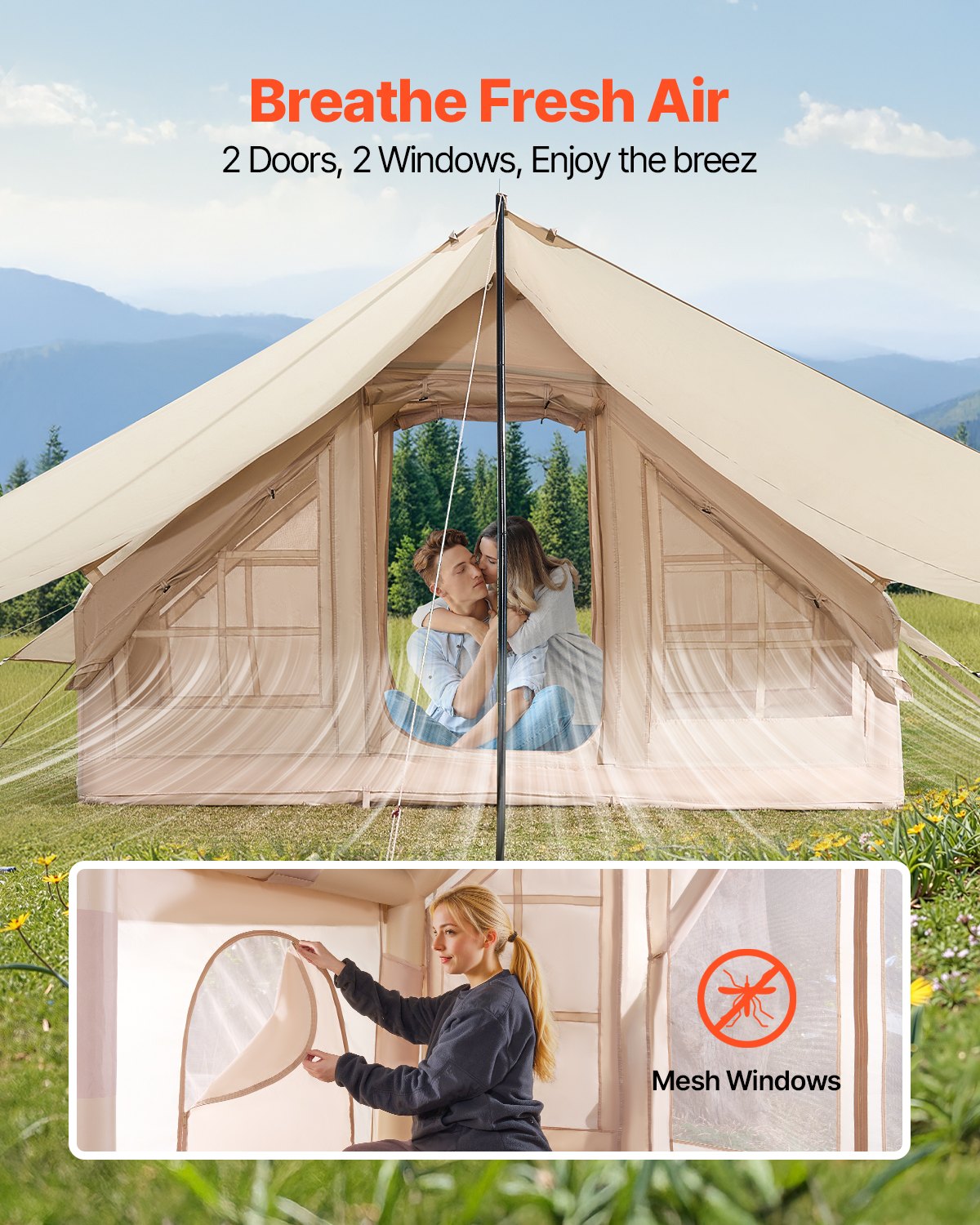 Inflatable Tents for Camping, 3-5 Person Easy Setup Blow up Tent with Hand Pump, 300D Oxford 4 Season V952-KJZP321MCQWZYXYAQV0