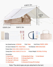 Inflatable Tents for Camping, 3-5 Person Easy Setup Blow up Tent with Hand Pump, 300D Oxford 4 Season V952-KJZP321MCQWZYXYAQV0