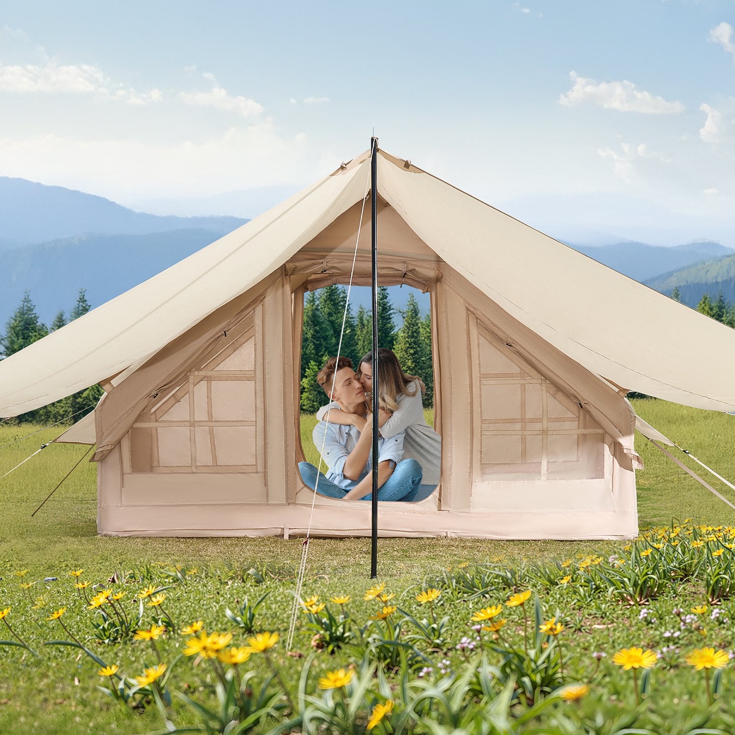 Inflatable Tents for Camping, 3-5 Person Easy Setup Blow up Tent with Hand Pump, 300D Oxford 4 Season V952-KJZP321MCQWZYXYAQV0