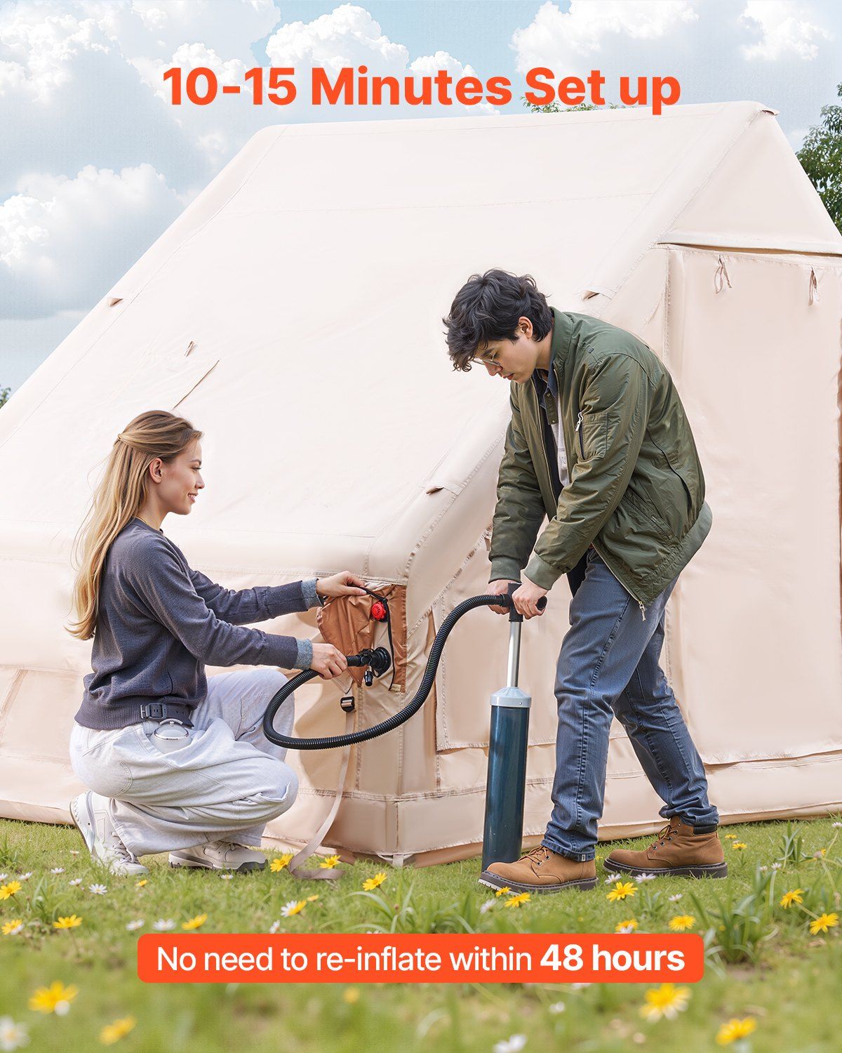Inflatable Tents for Camping, 4-6 Person Easy Setup Blow up Tent with Hand Pump, 300D Oxford 4 Season V952-KJZP331MCQWZC4B47V0