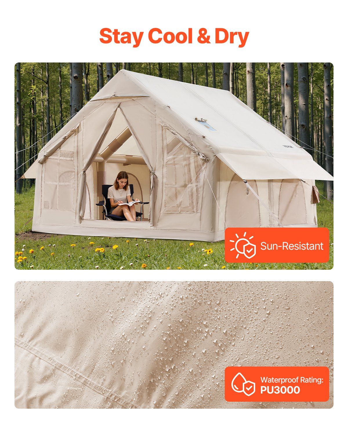 Inflatable Tents for Camping, 4-6 Person Easy Setup Blow up Tent with Hand Pump, 300D Oxford 4 Season V952-KJZP331MCQWZC4B47V0