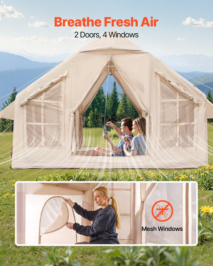 Inflatable Tents for Camping, 4-6 Person Easy Setup Blow up Tent with Hand Pump, 300D Oxford 4 Season V952-KJZP331MCQWZC4B47V0