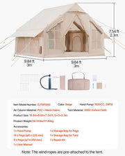 Inflatable Tents for Camping, 4-6 Person Easy Setup Blow up Tent with Hand Pump, 300D Oxford 4 Season V952-KJZP331MCQWZC4B47V0