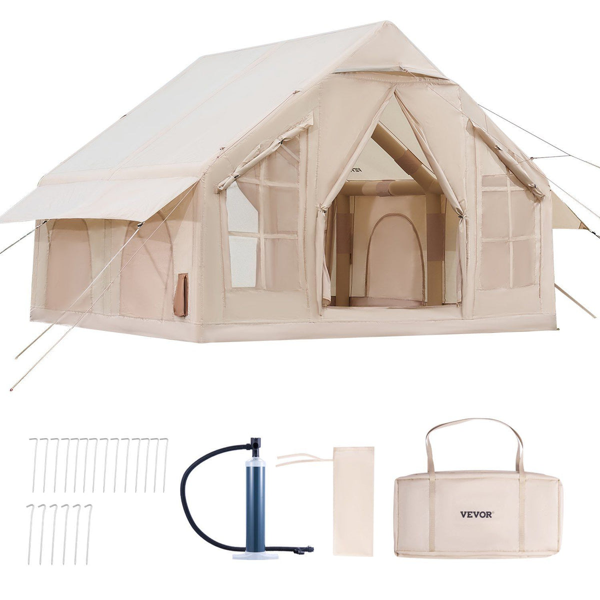 Inflatable Tents for Camping, 4-6 Person Easy Setup Blow up Tent with Hand Pump, 300D Oxford 4 Season V952-KJZP331MCQWZC4B47V0
