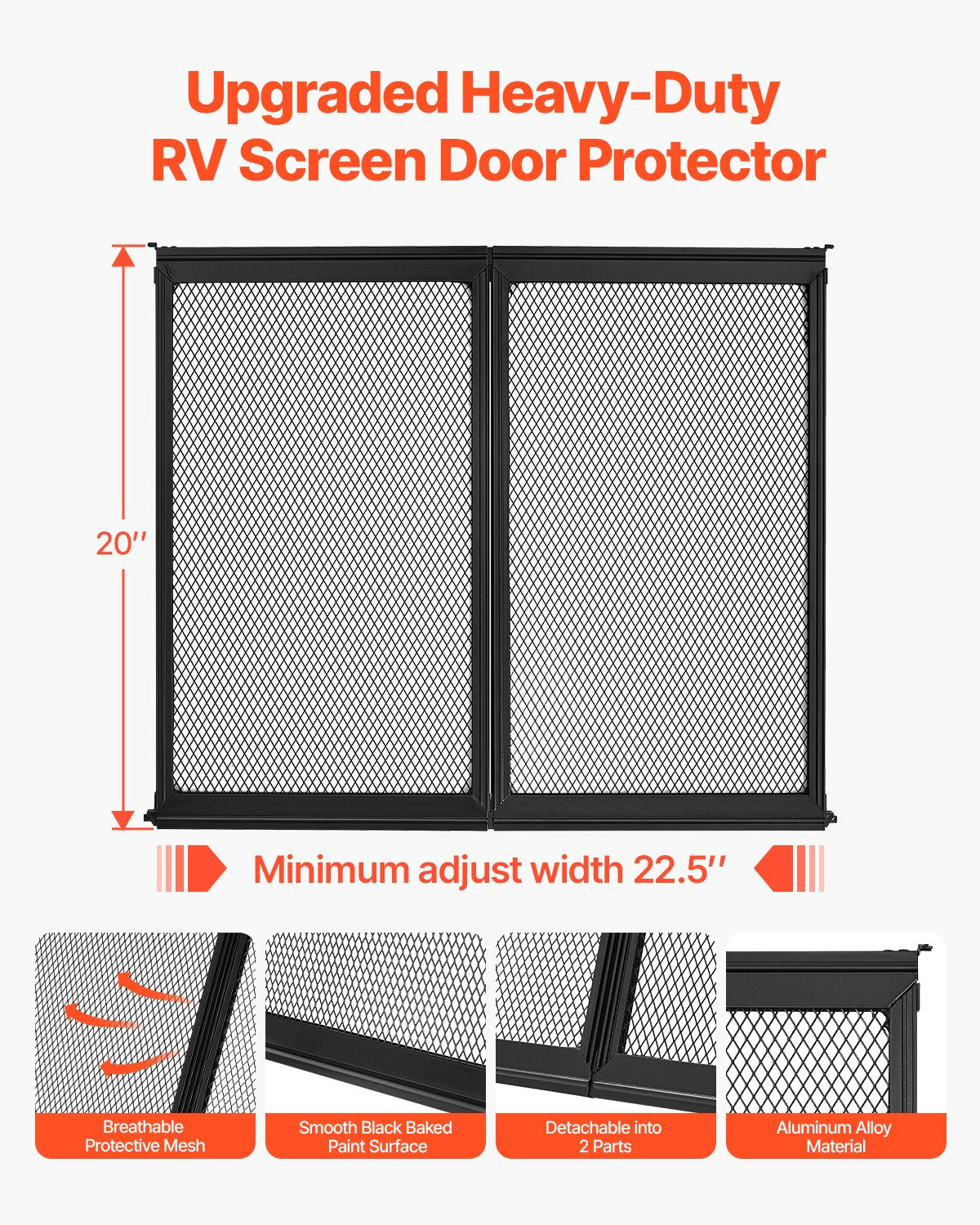 RV Screen Door Protector, 571.5 x 508 mm Door Grille, Easy to Install and Disassemble, Reinforced Breathable V952-KKSFCPMMLCH2X8IVGV0